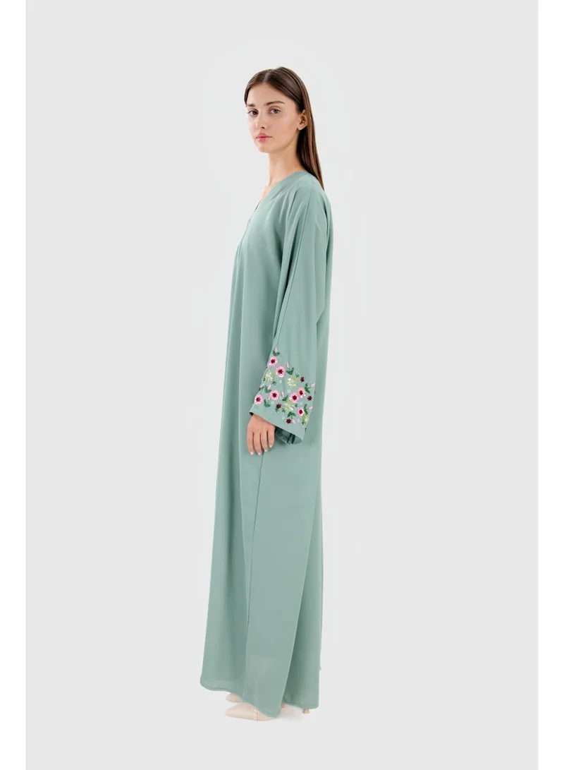 Ophelia  MIRACLE Women’s Luxury Abaya – Elegant Sage Green Open Abaya with Premium Fabric, Modest Wear for Daily & Occasion Use for Women | Best Price UAE